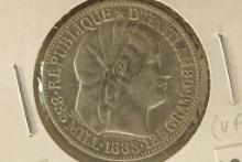 1883 HAITI SILVER 50 CENTIMES .3356 OZ. ASW