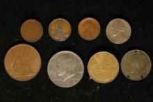 8 ASSORTED MAGICIAN DOUBLE SIDED COINS & OTHERS