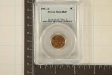 1954-D LINCOLN WHEAT CENTS PCGS MS64RD