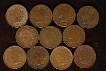 11 ASSORTED INDIAN HEAD CENTS: 1900-1907