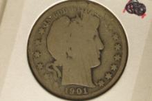 1901 SILVER BARBER HALF DOLLAR SCRATCHED ON THE
