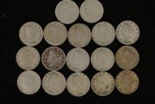 17-LIBERTY "V" NICKELS: 1893-1912 WITH 2 NO DATES
