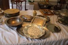 10 PIECES OF SILVER PLATE SERVING PIECES