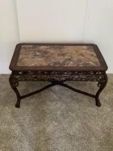 ROSEWOOD & RED MARBLE LOW TABLE