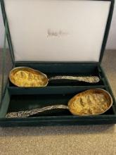 PAIR OF GOLD WASHED BERRY SPOON BY NIEMAN MARCUS