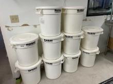 (10) Husky small bins with lids