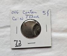 5 Cent Off Center-Coin Error