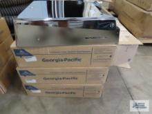 Three Georgia-Pacific stainless steel multi-fold paper towel dispensers, new in boxes