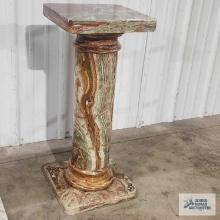 Five piece marble pedestal. 28-1/2 in. tall by 12-1/4 in. square