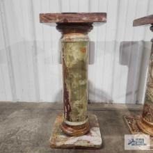 Five piece marble pedestal. 28-1/2 in. tall by 12-1/4 in. square