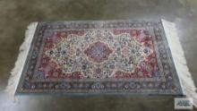 Silk handmade throw rug....5-1/2 ft x 3 ft