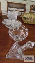 Heavy glass compote and decanter