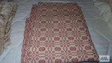 vintage pink and white bedspread