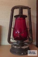antique Supreme number 21 B lantern with number 20 red railroad shade