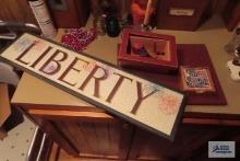 Liberty wooden wall sign, patriotic coasters and etc