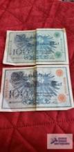 (2) 1908 German 100 bills