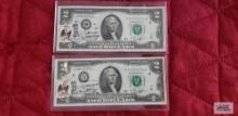 (2) 1976 stamped $2 bills