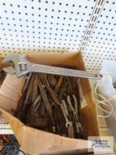 Assorted files and 16-inch Craftsman crescent wrench