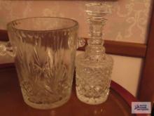 Crystal decanter and ice bucket