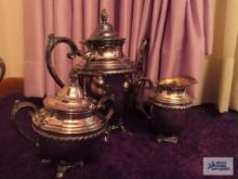 W. M. Rogers silverplate teapot, sugar and creamer