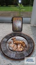 Dog tin wall plaque and The Three Hierarchs wall hanging
