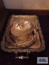 Silverplate serving trays and platters