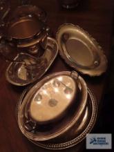 Assorted silverplate serving pieces