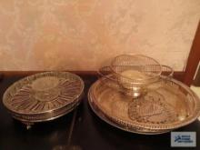 Variety of silverplate serving pieces.