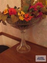 Large glass compote with florals