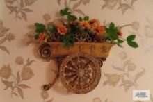 Decorative cart wall pocket with florals