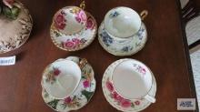 Cup and saucer sets, made in Japan and England