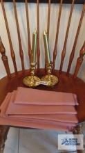 Baldwin brass candle holders and napkins