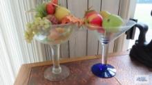 Glass centerpiece dishes with fruit