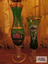 Decorative glass hand painted vases