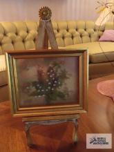 Small floral print by Edward J. Nogar with small easel