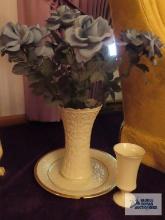Lenox vases and plate. Plate has damage