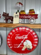 Coca-Cola Horse and Buggy w/ Hanging Thermometer