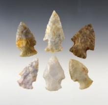 Set of 6 Flint Ridge Hopewell points found in Ohio. All are Ex. Lar Hothem collection.