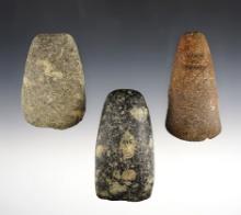 Set of 3 nice Hardstone Celts found in Miami, Lucas and Putnam Co., Ohio.