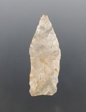 1 3/4" Paleo Milnesand made from gray Edwards Flint. Found in Llano Co., Texas.