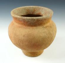 Solid condition 7" tall x 6" wide Ban Chang Culture Pedestal Jar recovered in Thailand.