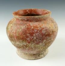 4 1/2" x 5" wide Ban Chang Culture Pedestal Jar recovered in Thailand. Two small rim chips.