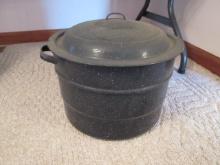 Enamel Canning Pot with Jar Rack and Jar Tongs