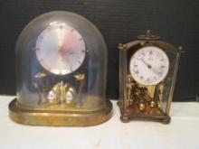 Welby Visible Escapement Brass Case Clock and Kundo Quartz Anniversary Clock