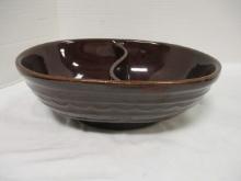 Midcentury Marcrest Daisy and Dot Brown Stoneware Divided Dish