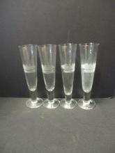 Set of 4 Toscany Pilsner Glasses with Etched Boats