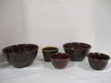 Daisy & Dots Marcrest (Lot of 4) Bowls & 1 Stripe Bowl