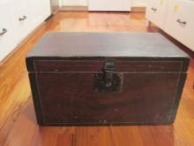 Antique Quarter Sawn Wood Tool Chest with Hand Wrought Handles