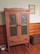 Antique Oak Pie Safe with Punched Tin Panel Doors