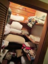 Contents of Linen Closet-Accent Pillows, Towels, Blankets, Bedspreads,